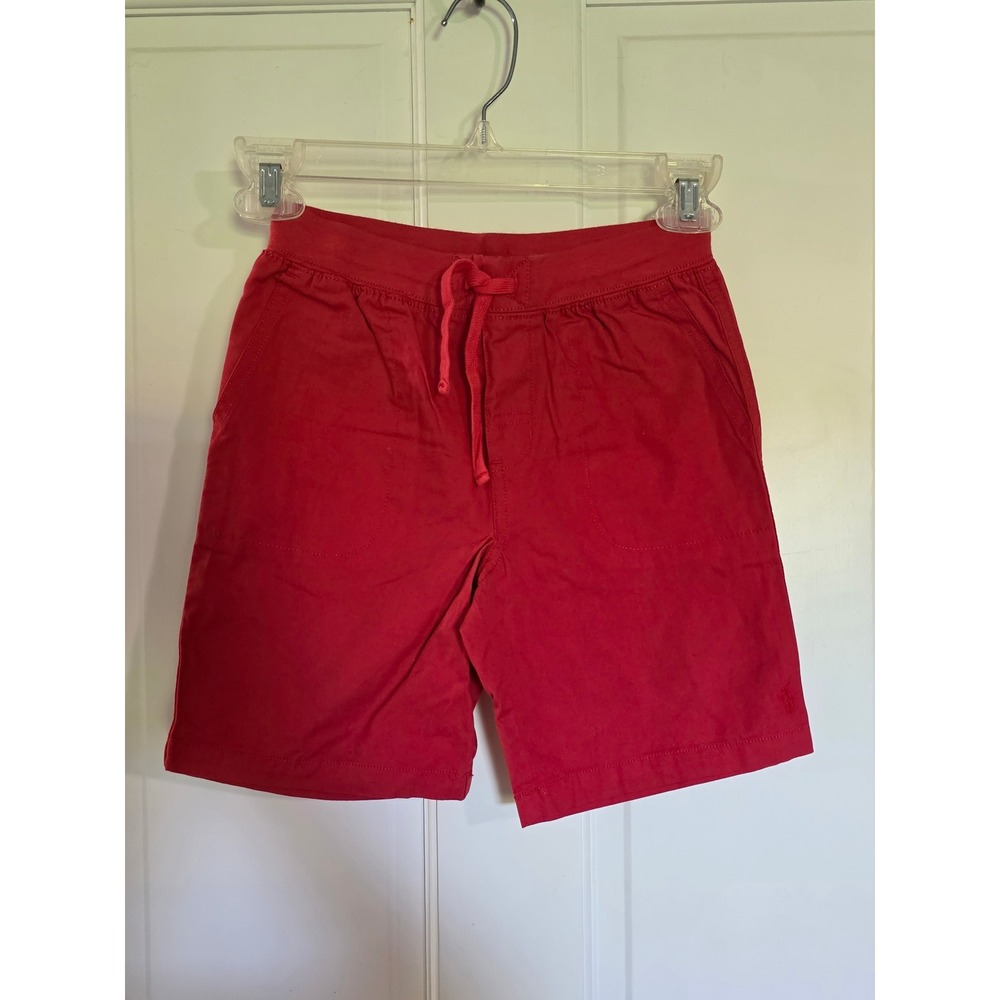 Polo Ralph Lauren Boys Red Chino Shorts Size 7 Elastic Drawstring Waist Cotton